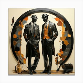 Men's Silhouettes, Deco Art Canvas Print