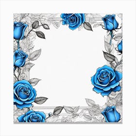 Blue Roses Frame 2 Canvas Print