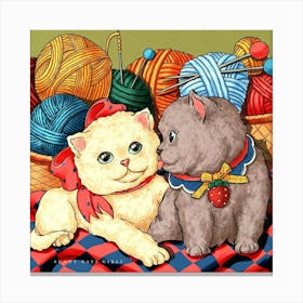 Knitting Kitties Canvas Print