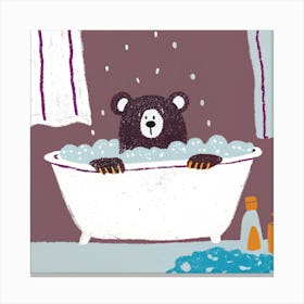 Bear In The Bath Canvas Print