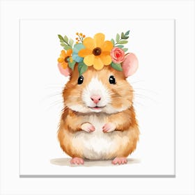 Floral Baby Hamster Nursery Illustration (25) Canvas Print