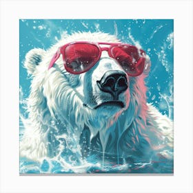 Polar Bear In Sunglasses 9 Canvas Print