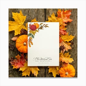 An Autumn Themed Holiday Card Adorning A Vintage Rustic Wooden Finish Laden With A Hand Drawn Dispu (4) 1 Canvas Print