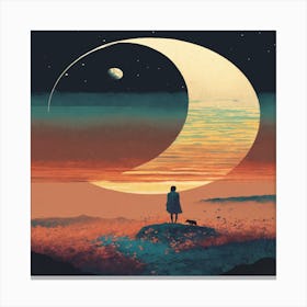 Moon And The Dog Canvas Print