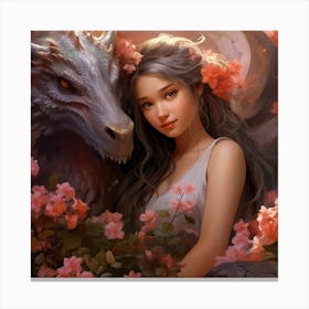 Girl With A Dragon Canvas Print