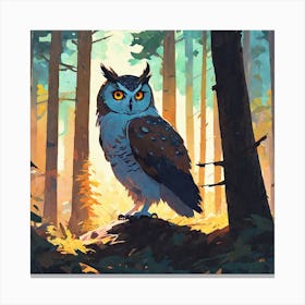 Owl In The Forest 32 Canvas Print