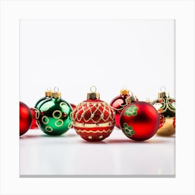 Christmas Ornaments Isolated On White Canvas Print