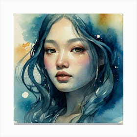 Watercolor Of A Girl The Magic of Watercolor: A Deep Dive into Undine, the Stunningly Beautiful Asian Goddess Canvas Print