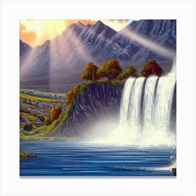 Waterfall in the mountains with stunning nature 8 Canvas Print