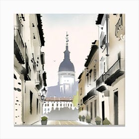 Street Scene In Spain ink style Canvas Print