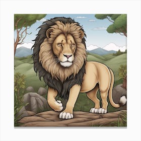 Lion In The Forest Canvas Print