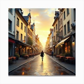 Street Scene At Sunset Canvas Print