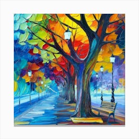 Colorful Autumn tree in the park oil painting abstract painting art Canvas Print