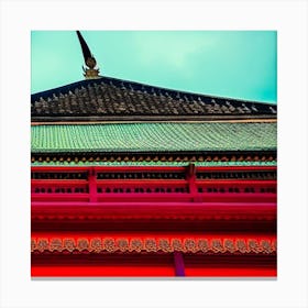 Red Roof In Kyoto Canvas Print