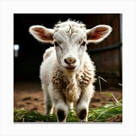 Baby Lamb In A Barn 1 Canvas Print