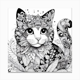 Cat With Flowers 4 Canvas Print