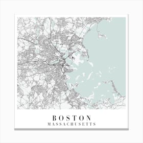 Boston Massachusetts Street Map Color Minimal Square Canvas Print
