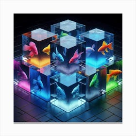 Fish In Cubes Canvas Print