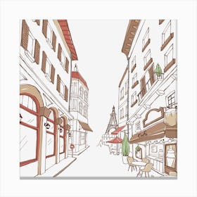 Construction Residential District Architecture Street Illustration Cartoon City Streetscape Canvas Print