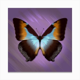 Mechanical Butterfly The Morpho Cisseis Gahua On A Purple Background Canvas Print