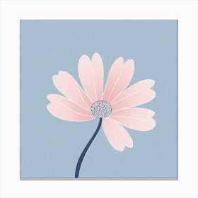 A White And Pink Flower In Minimalist Style Square Composition 231 Canvas Print