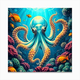 Octopus Color Illustration Canvas Print