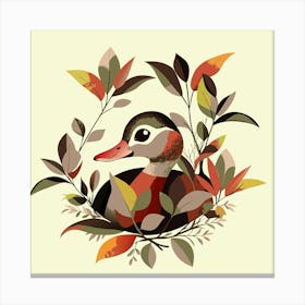 Duckling Hiding In The Bushes Canvas Print