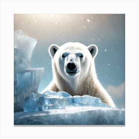 Taking a Look, Polar Bear on the Ice Canvas Print