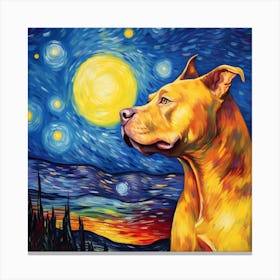 Starry Night Pit Bull Canvas Print