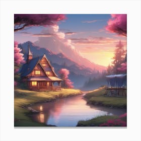 House In The Forest Soft Expressions Landscape Canvas Print