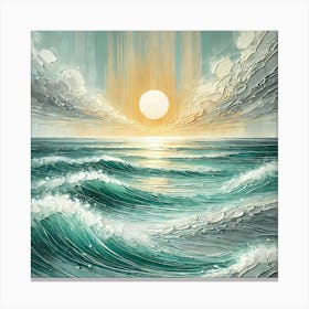 Sunrset Over The Ocean Canvas Print, Contemporary Painting Canvas Print