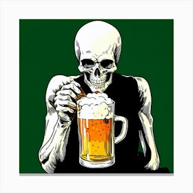 Skeleton Drinking Beer Canvas Print