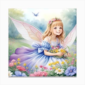 Fairy Girl With Flowers Canvas Print