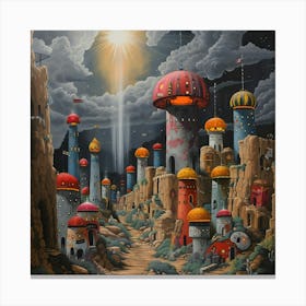 City Of Mushrooms, Pop Surrealism, Lowbrow Canvas Print