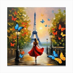 Paris With Butterflies 56 Canvas Print