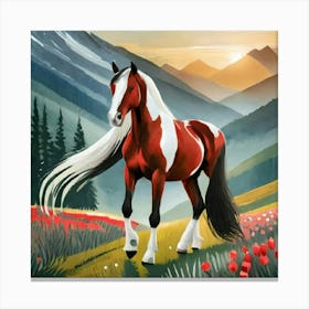 Caballo Dibujo Largo Penacho Canvas Print