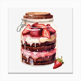 Strawberry Cake In A Jar 9 Canvas Print