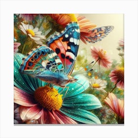 Butterfly On A Flower 2 Canvas Print