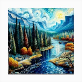 River In The Mountains Canvas Print