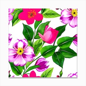 Seamless Pattern With Flowers Canvas Print