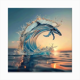 Dolphin In The Water Canvas Print