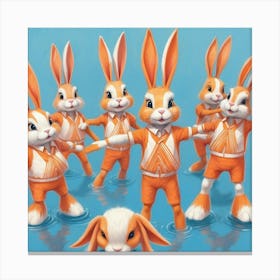 Rabbits In The Water 13 Canvas Print