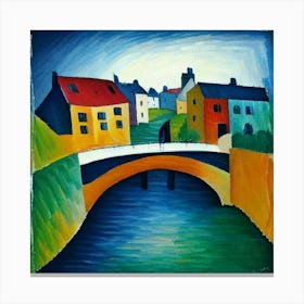 Bridge over the river surrounded by houses 19 Canvas Print