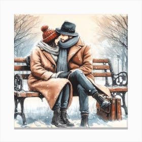 Couple Kissing Canvas Print