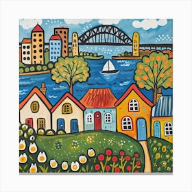 Kids Travel Illustration Sydney 3 Canvas Print
