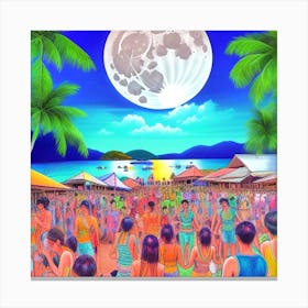 Full Moon At The Beach Canvas Print