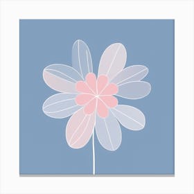 A White And Pink Flower In Minimalist Style Square Composition 20 Canvas Print