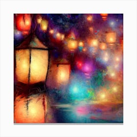 Lanterns At Night Canvas Print