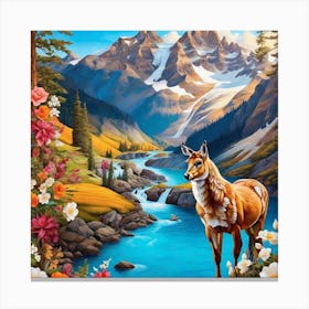 Deer By The River 1 Canvas Print