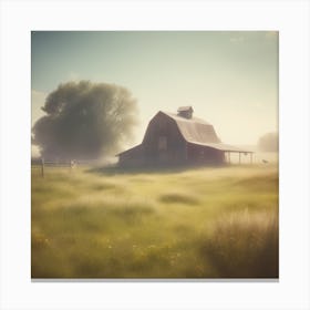 Barn In The Mist 1 Canvas Print